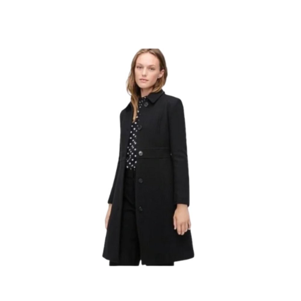EUC J. CREW wool Trench Coat in Black, Size 14